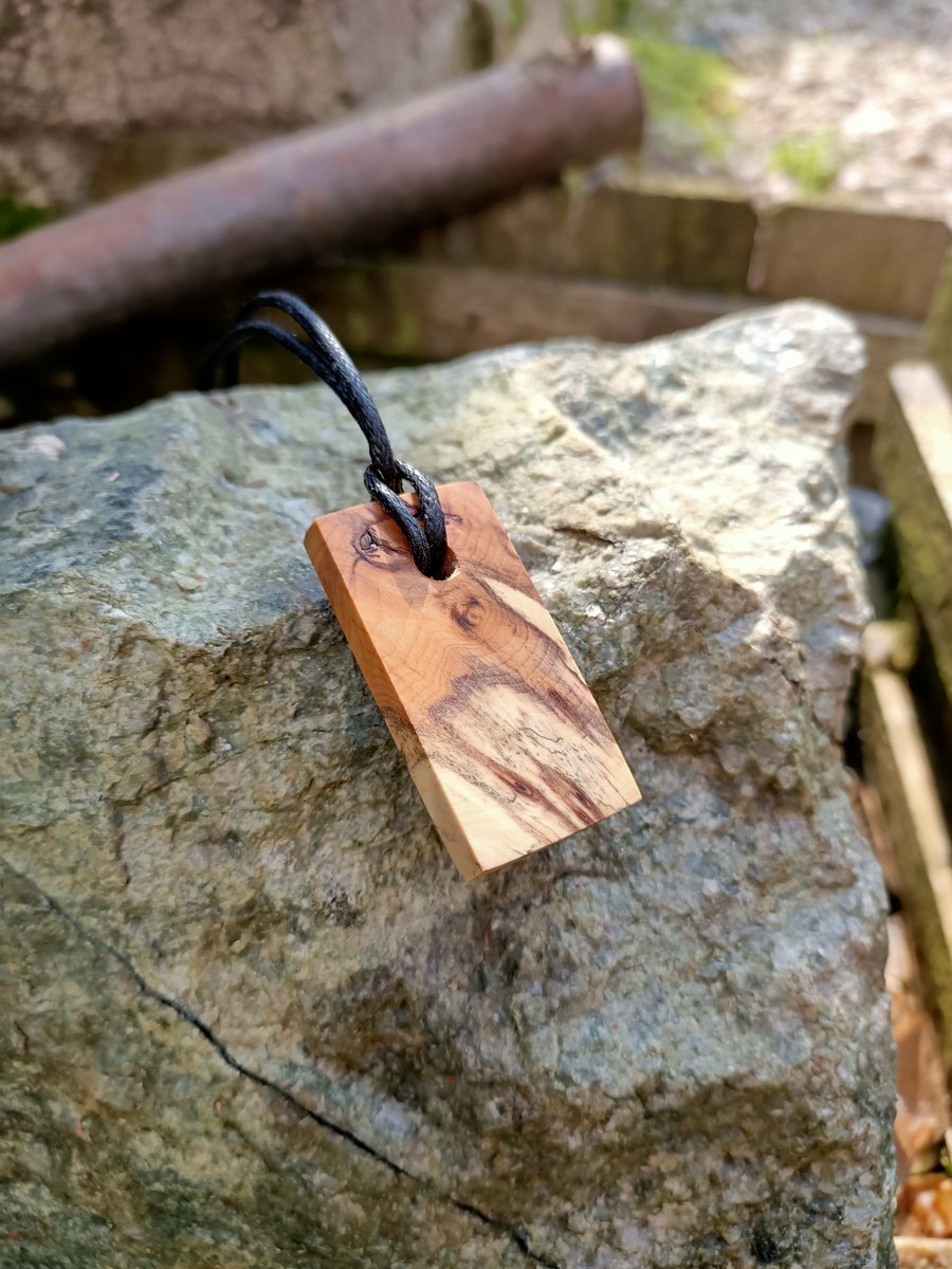 Ancient Scottish wooden Yew pendant necklace celts pictish