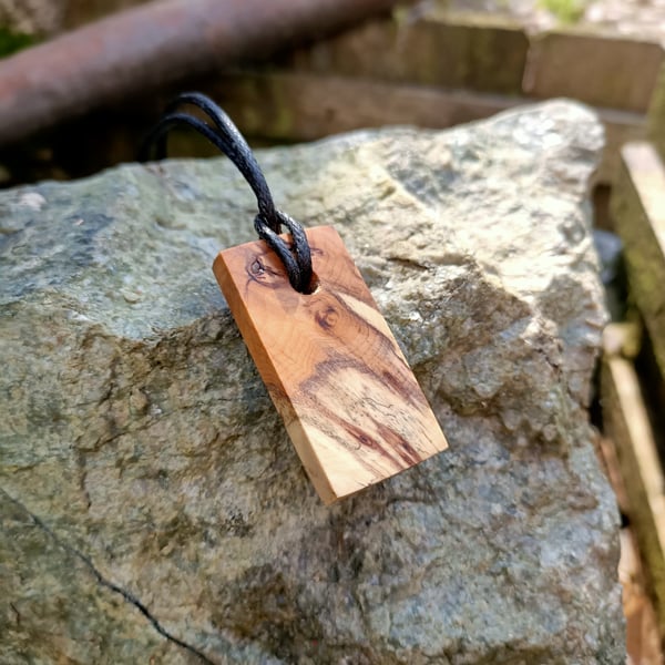 Ancient Scottish wooden Yew pendant necklace celts pictish
