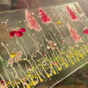 3D Fused glass pink flower meadow picture with stand