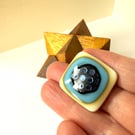 Fused glass lilac dotty cabochon