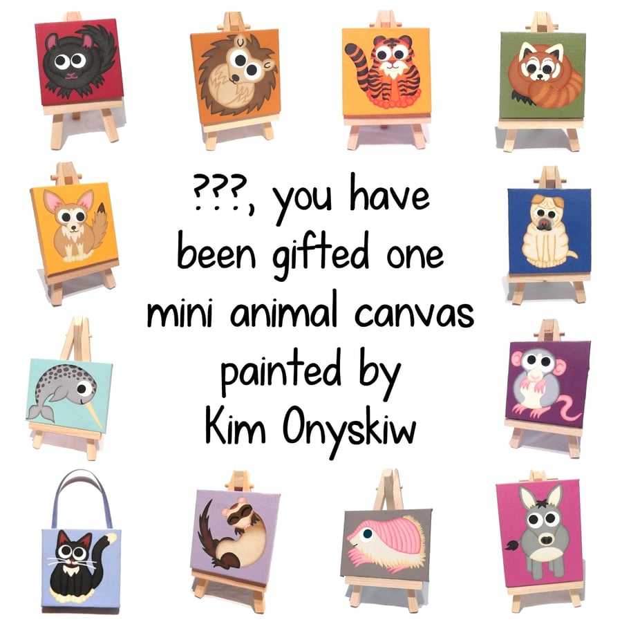 Gift Voucher for a Custom Animal Mini Painting - personalised pet or animal art