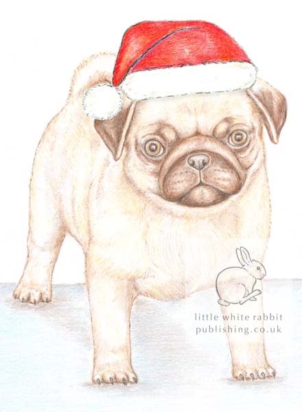 Titus the Pug - Christmas Hat Card