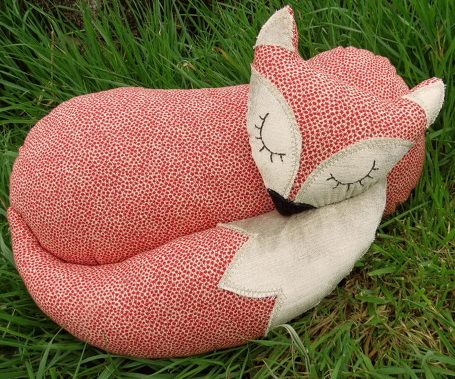 Fox cushion.  A fox pillow made from Liberty Lawn.  41cm in length.  Fox Decor.