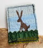 Upcycled hare brooch pin or badge. 