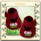 Burgundy Flowered Shoes