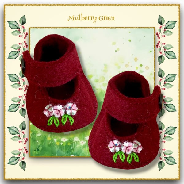 Burgundy Flowered Shoes