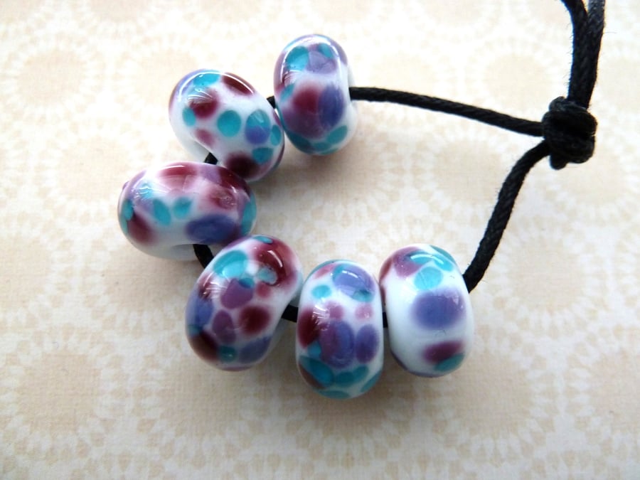 purple and blue lampwork glass beads