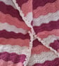 Pretty pink crochet baby blanket,  striped ripple effect, newborn gift - Image 3