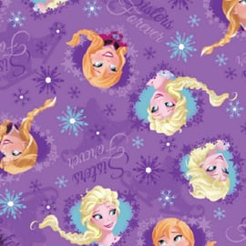 Fat Quarter Disney Frozen Sisters Skating Hearts Cotton Quilting Fabric- Springs