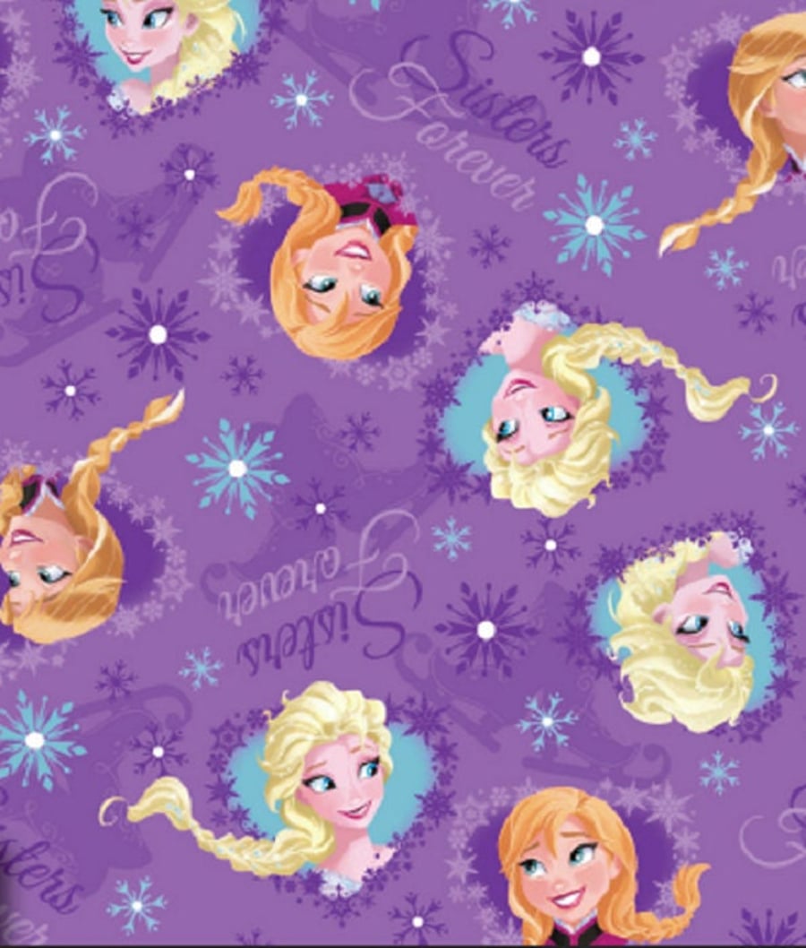 Fat Quarter Disney Frozen Sisters Skating Hearts Cotton Quilting Fabric- Springs