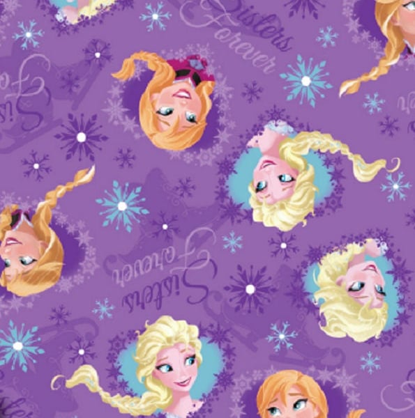 Fat Quarter Disney Frozen Sisters Skating Hearts Cotton Quilting Fabric- Springs