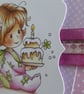 First Birthday Card - Little Girl With Cake - Image 3