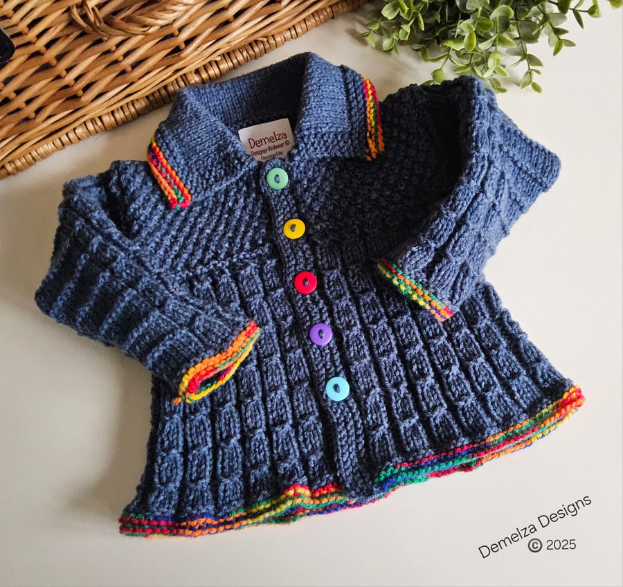Designer Hand Knitted Baby Cardigan 0-3 months size 