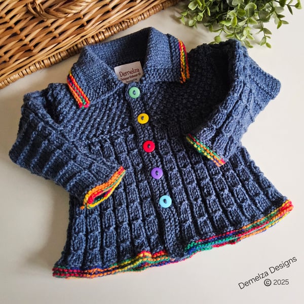 Designer Hand Knitted Baby Cardigan 0-3 months size 