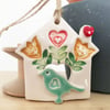 Small Ceramic bird house decoration Pottery bird house 