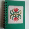 Beautiful hand stitched cross stitch spiral bound ruled floral notebook.