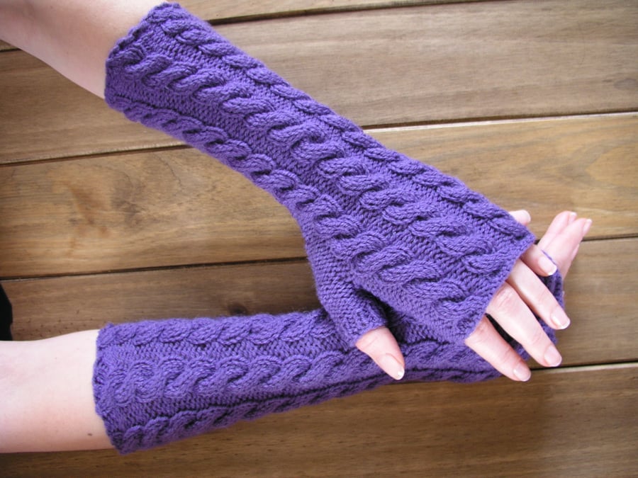 Purple fingerless gloves wrist warmers