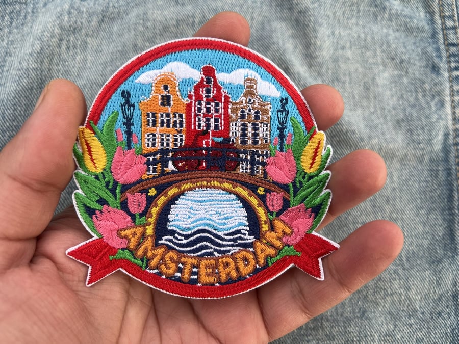 Amsterdam Netherlands Embroidered Patch Iron On Sew On Badge
