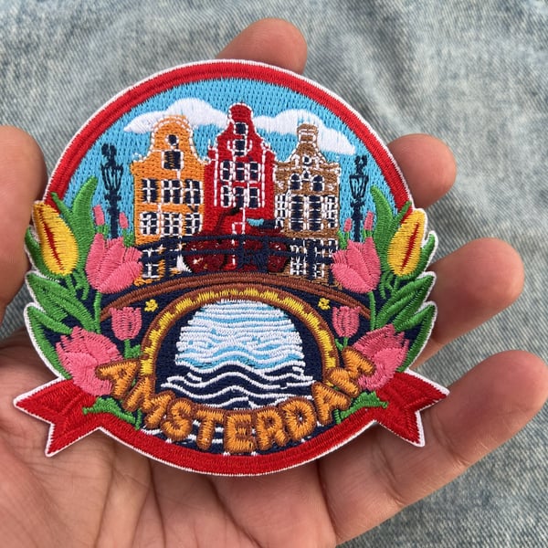 Amsterdam Netherlands Embroidered Patch Iron On Sew On Badge