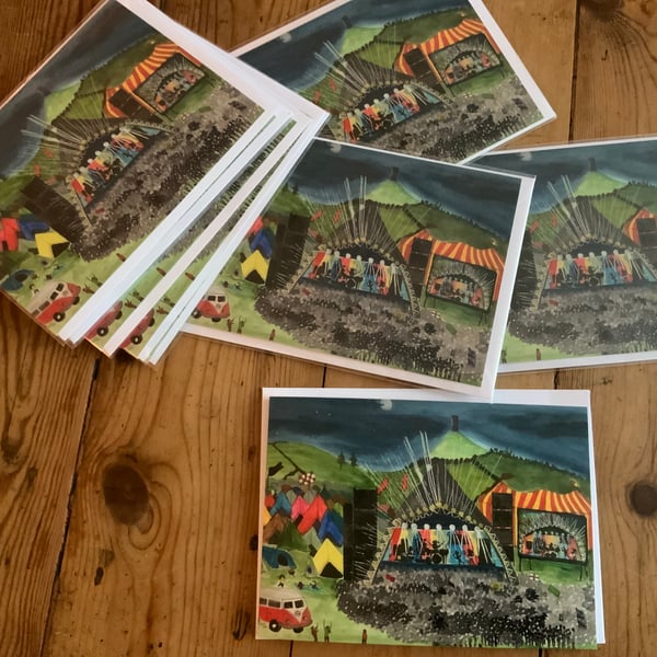 Greetings Cards. Glastonbury Festival. Print of my painting. Blank inside