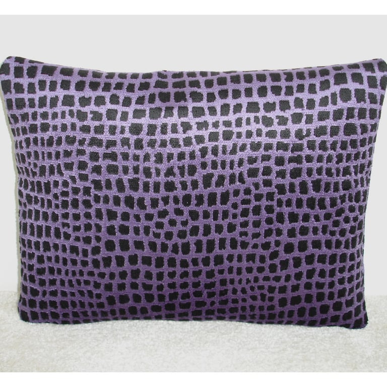 Purple Velvet 12x16 Oblong Cushion Pillow Cover 16"x12" Black 40x30cm