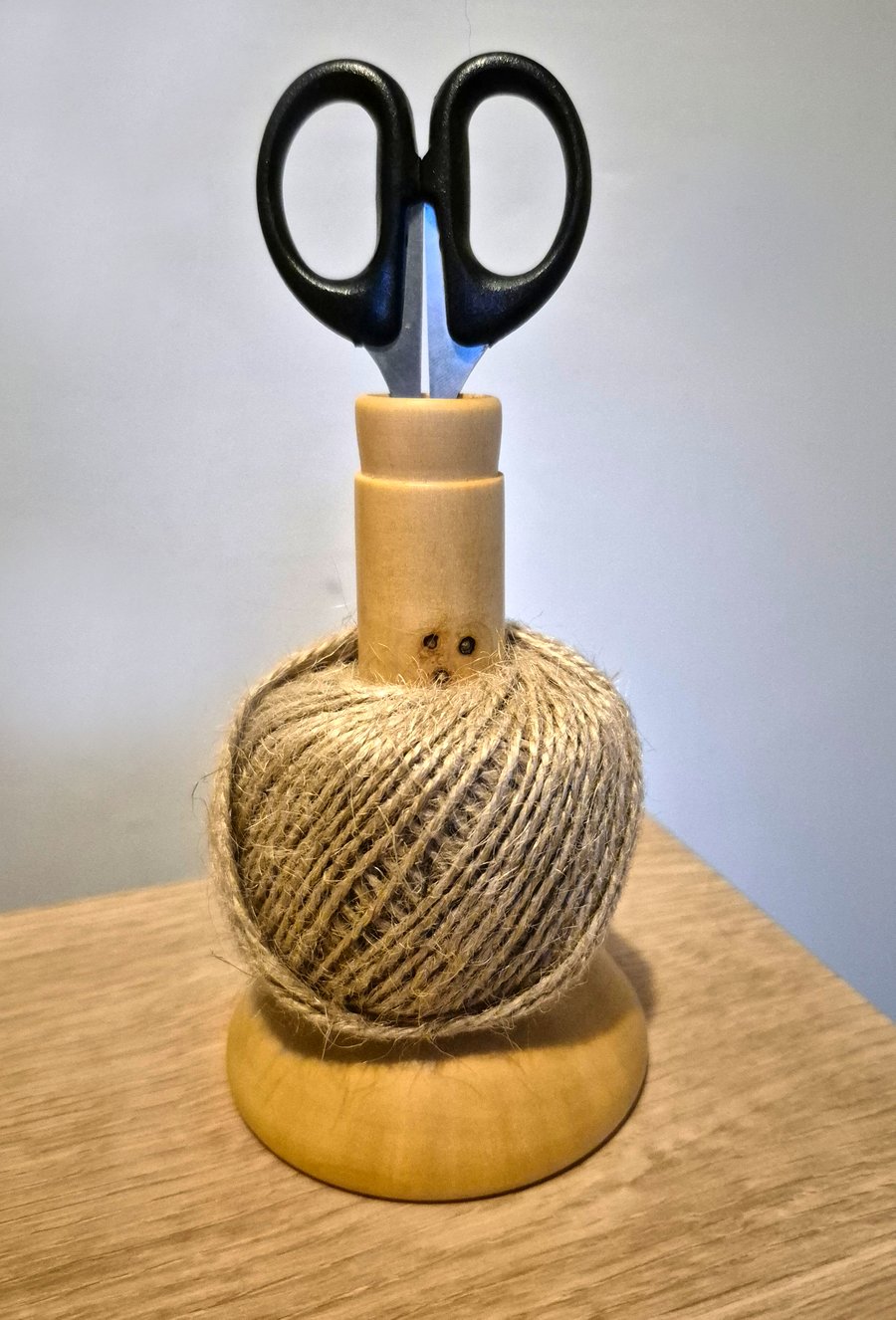Maple wood twine and scissors holder