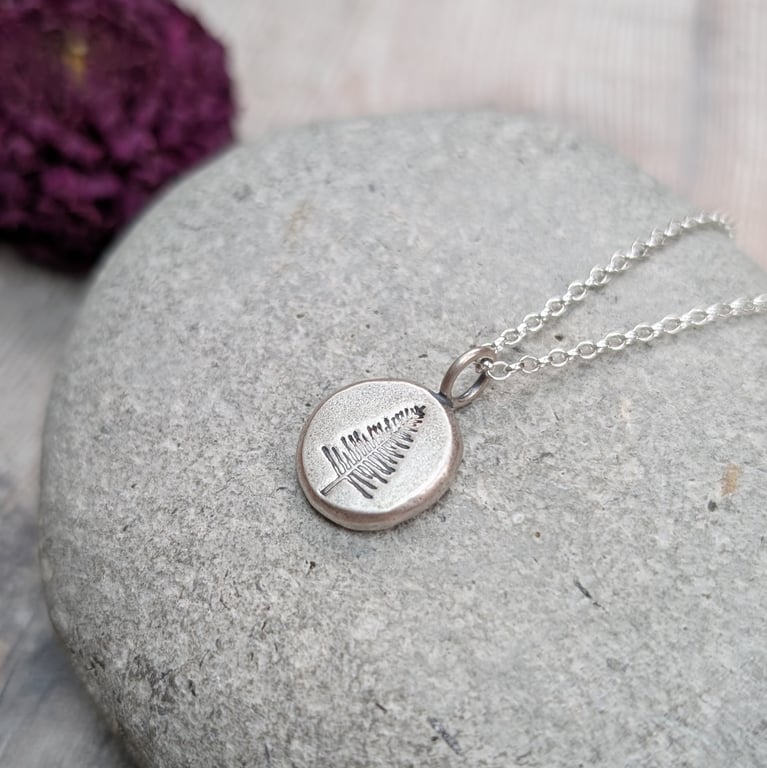 Sterling Silver Evergreen Tree Pebble Necklace - JBJ2057