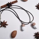Ceramic Acorn Pendants with necklace cord. Sold individually.