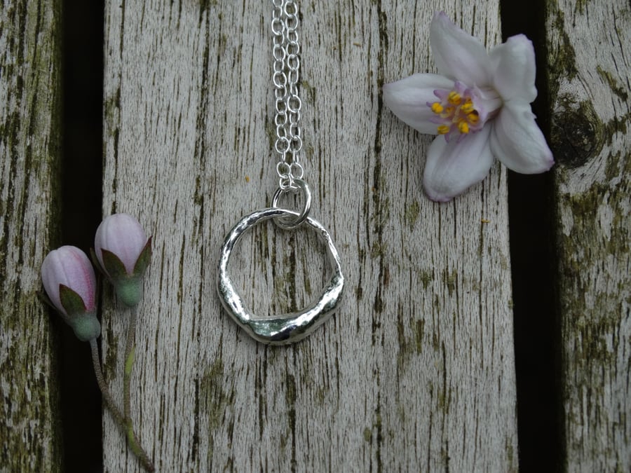 Summer solstice hoop pendant in recycled silver