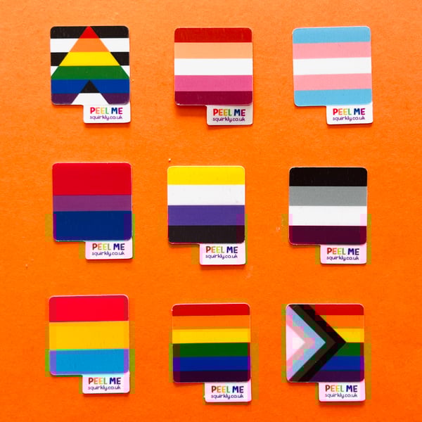 Set of 9 Pride flag mini stickers