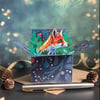 Fox Christmas Card. 3D box card. Personalised Christmas gift card holder.