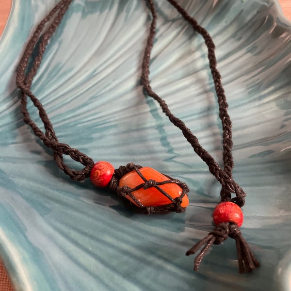 Carnelian wrapped necklace