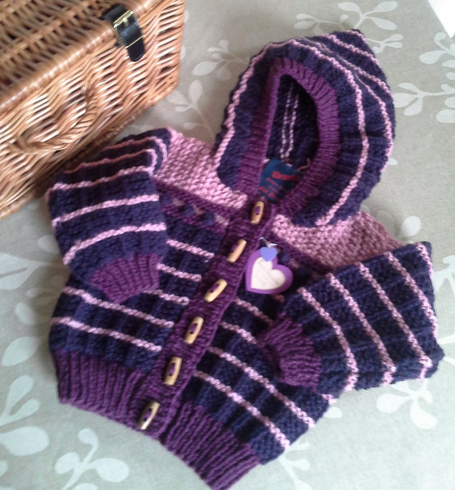 Baby Girl's Aran Hooded Jacket  9-18 months