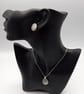 French Vanilla Silver Leaf Fused Glass Stud Earrings and Pendant Set - Image 4