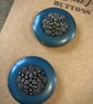 2 Vintage Teal Diamante Buttons 37mm - Image 2