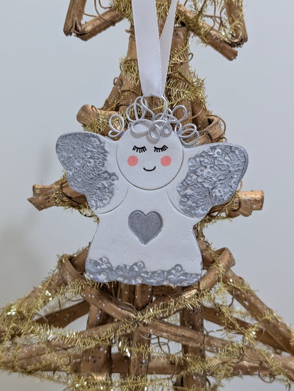 Angel, clay Christmas tree decoration, Christmas decor 