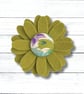 Flower Brooch, Lime Green Flower, Daisy, Fabric Brooch - Image 1