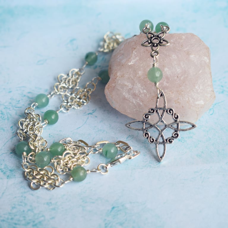 Witch Knot and Aventurine Necklace, Pagan Jewellery