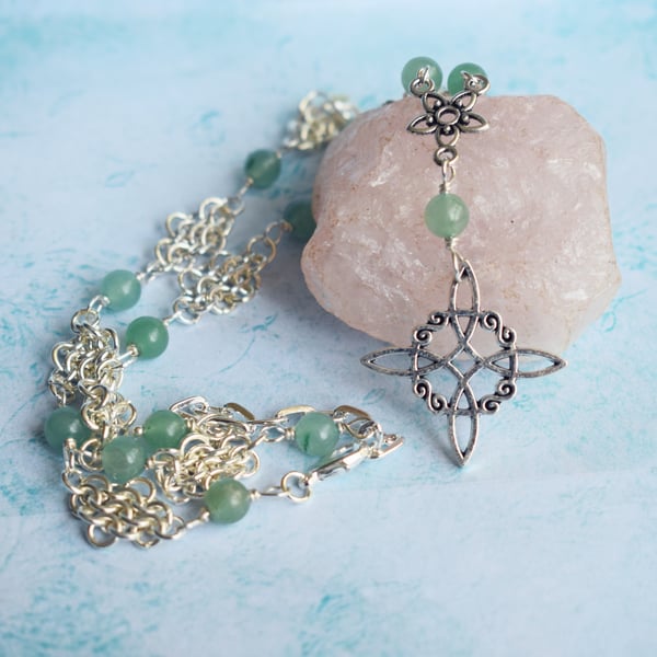 Witch Knot and Aventurine Necklace, Pagan Jewellery