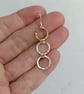 Recycled Sterling Silver and Filled Gold Triple Circle Drop Earrings - Image 6