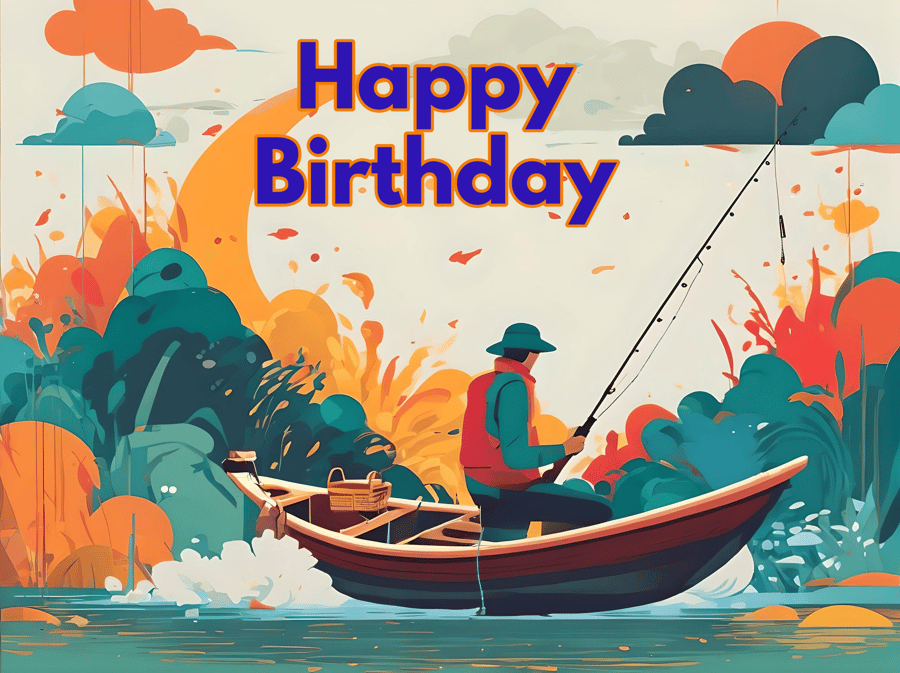 Fisherman Birthday Card A5