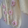 Crochet flower baby girl cardigan, hand knitted - newborn baby gifts