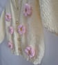 Crochet flower baby girl cardigan, hand knitted - newborn baby gifts - Image 1