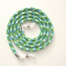 Kumihimo Braided Cotton Glasses Strap, Green, Blue, White