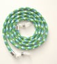 Kumihimo Braided Cotton Glasses Strap, Green, Blue, White
