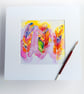 3 Shiny Feathers an original PAINTING on SILK - Image 2