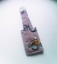 motorcycle keyring, luggage tag motorbike keyfob, brown fabric biker keychain - Image 1