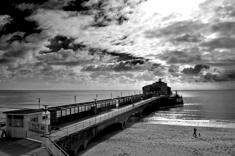 Bournemouth Pier And Beach Dorset England UK 18"X12" Print
