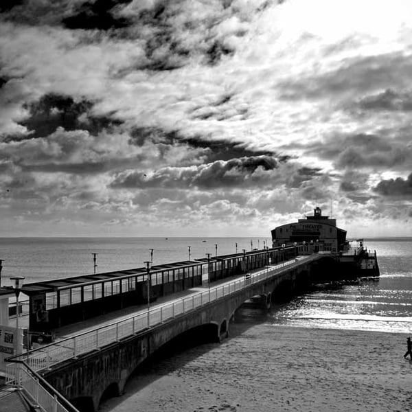 Bournemouth Pier And Beach Dorset England UK 18"X12" Print