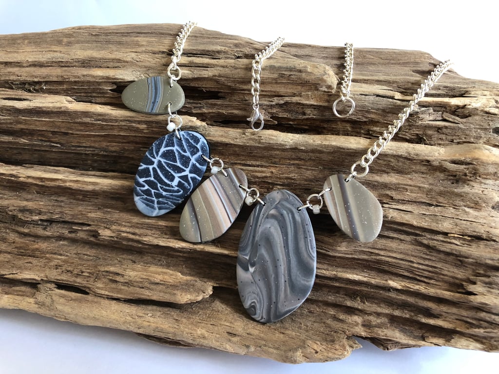 Pebble Effect Polymer Clay Necklace